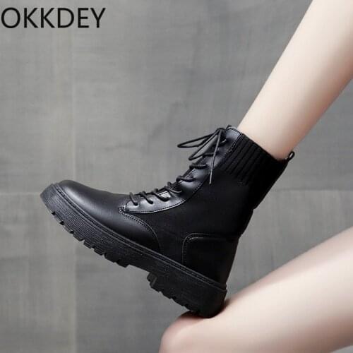 OKKDEY 2020 New Martin boots British style wild thick heel short boots net red motorcycle boots