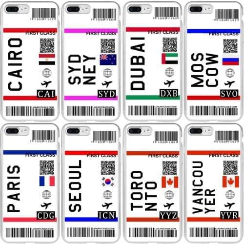 FIRST CLASS PLANE TICKET PARIS MOSCOW Cover Case for iPhone 5 5S SE 2020 6 6S 7 8 Plus XR X XS 11 12 Mini Pro Max