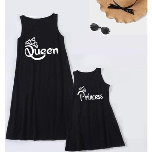 Queen Princess Mother Daughter Dresses Summer Family Matching Outfits Mom Baby Mommy and Me Clothes Women Girls Cotton T-shirts