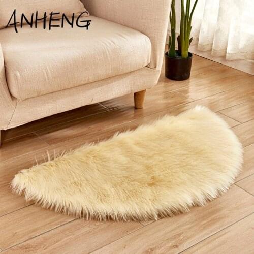Rug Half Round Solid Carpet For Living Room Floor Shaggy Silky Long Plush Doormat Sofa Creative Carpet Alfombra Vloerkleed