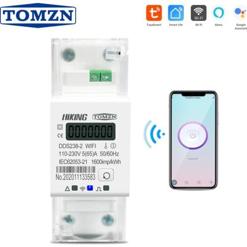 Tuya Single Phase Din Rail WIFI Smart Energy Meter timer Power Consumption Monitor kWh Meter Wattmeter 110V 220V 50/60Hz
