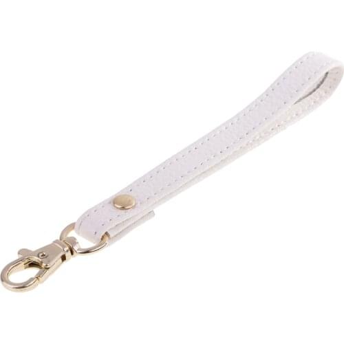 Short Durable Real Leather Wristlet Pouch Wrist Bag Strap Handle Gold Clasp