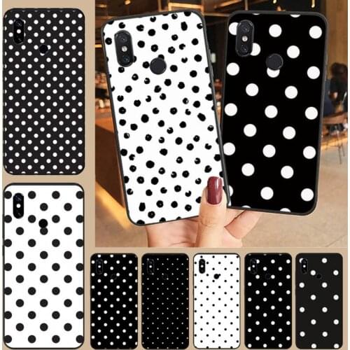 Black And White Polka Dot pattern Anti-fall luxury Phone Case funda For Xiaomi Redmi note 7 8 9 t k30 max3 9 s 10 pro lite