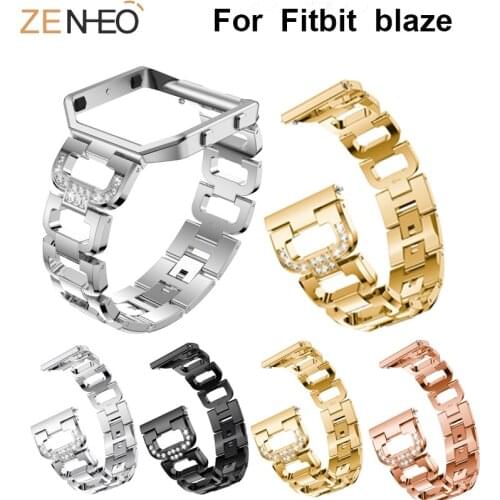 Luxury Wristband For Fitbit Blaze Smart Watch strap with case Bling Rhinestone Metal strap and bezel For Blaze Bracelet 180mm