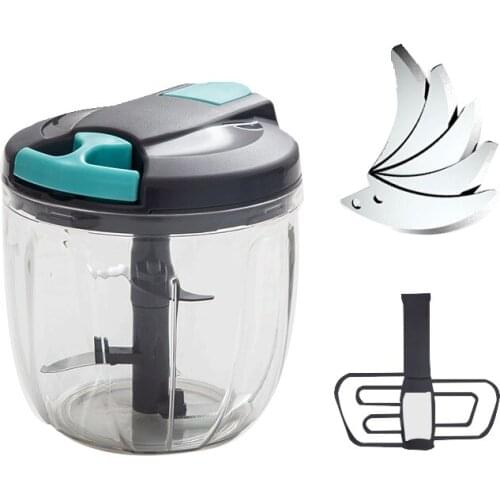 Mini Manual Vegetable Chopper 5 Blades Hand Mixer for Meat Onion Salad Ginger Fruit Garlic Chopping