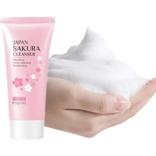 Sakura Cleanser Rich Foam Deep Clean Remove Grease Improve Oily Face Wash Cream Gentle Moisturizing Remove Blackhead Cleanser