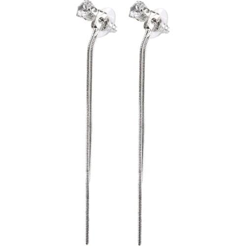 Korean Geometric Earrings Women Long Fringe Earrings With Diamonds Wedding Party Jewelry Long Chain Fashion Ear Accessories