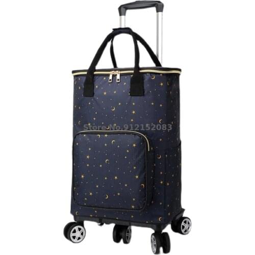 Folding Portable Shopping Cart, Trolley Cart, Trailer, Universal Wheel, Grocery Shopping Cart, Household Insulation Picnic Bag