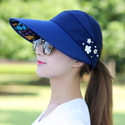 Roll-up Foldrable Sun Hats for Women Hat Fishing Beach Hat UV Protection Cap Black Casual Womens Summer Caps Wide Brim Hat