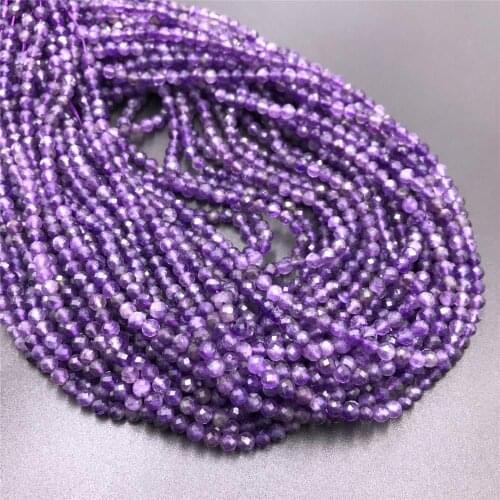 Grade A Natural Amethysts Micro Faceted Beads 2 mm 3 mm Multi-faceted Gem Stone Beads For DIY Jewelry Making Bracelets Necklace