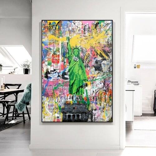 Statue of Liberty Canvas Painting Wall Art Posters and Prints Street Graffiti Art Decorative Picture for Living Room Home Decor