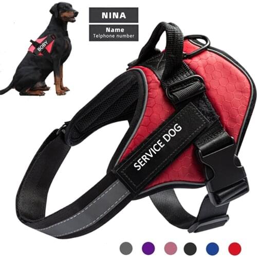 Dog Harness Personalized Reflective Adjustable Costumized Vest ID Patch Pet Harness For Dog Outdoor Walking Dog Supplies