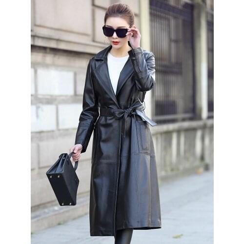 Geniune Jacket Spring Autumn 100% Real Sheepskin Leather trench coats for Women Jackets Jaqueta de couro LX2634