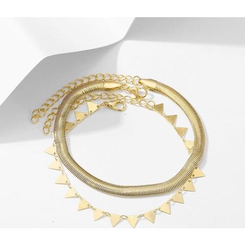 Bohemian Geometric Gold Flat Snake Chains Anklet Set for Women Summer Beach Anklets Ankle Bracelet Foot Chain Jewelry