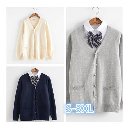 2021 Spring Cosplay School Uniform Sweater For Girls Women Long Sleeve Knitted Japanese Sailor Uniform Cardigans