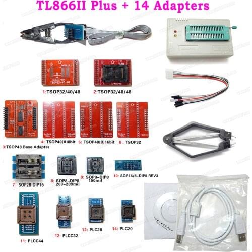 Xgecu Newest TL866II Plus Minipro USB EEPROM Programmer + 14 Adapters Better Than TL866CS/TL866A Universal Programmer