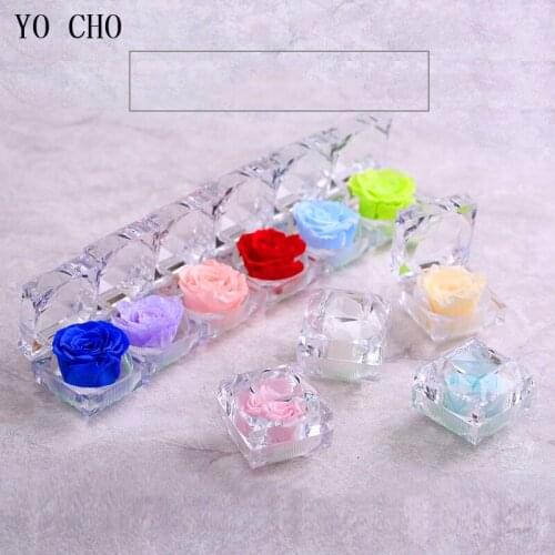YO CHO Immortal Rose Flower Preserved Real Rose Flower Home Party Decor Crystal Box Wedding Souvenir Valentines Birthday Gift