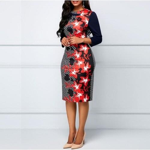Woman Dress 2021 Spring Vintage Sexy Split Long Party Dress Women Casual Plus Size Slim Floral Print Office Bodycon Dresses 5XL