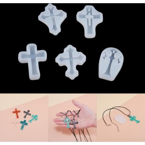 1/5Pcs Cross Pendants Silicone Mold Necklace Casting Mould for DIY UV Epoxy Resin Molds Crafts Jewelry Making Accessories Tools