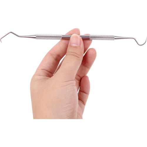 1pcs Stainless Steel Tooth Stains Removal Needles Double-ended Silver Oral Care Teeth Dental Plaque Remove Cleaning Tools
