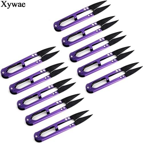 12Pcs/Lot Thread Scissors U Sewing Spring Embroidery Thrum Yarn Scissors Cross Stitch Clothing Tailor U-cut Head Shear Supplies