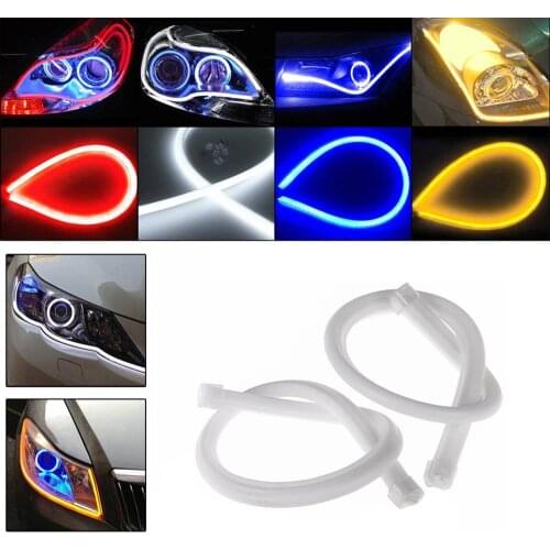2Pcs 60cm Flexible LED Strip Light Car Soft Tube DRL Daytime Running Headlight Lamp Turn Signal Light Y7