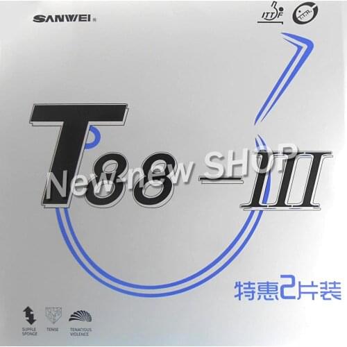 2 Pcs Sanwei T88-III Pips-In Table Tennis Rubber Sheet with Sponge Ping Pong Paddle Rubber