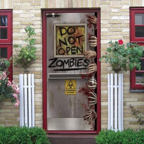 2PCS Halloween Door Stickers Adhesive Waterproof Wallpaper Creative Funny Bedroom Living Room Bathroom Halloween Decoration