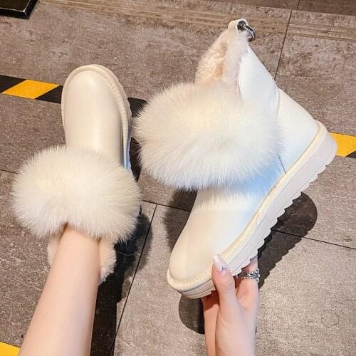2020 Winter Snow Women Boots Plush Warm Shoes Platform Boots Women Waterproof Fur Round Head Shoes Woman botas mujer R12-46