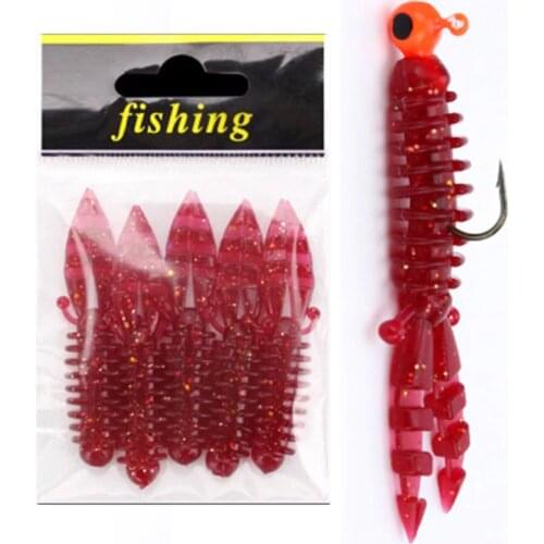 5Pcs Worm Fishing Lure Artificial Silicone Soft Fork Tail Baits Lifelike Fishy Smell Swimbait tentacle Fish Tackle Lures