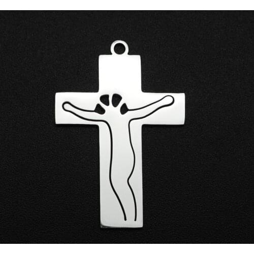 5pcs/lot 100% Stainless Steel 20x30mm Jesus Cross DIY Charm Pendant Wholesale Jewelry Bracelet Making Charms OEM Order Accepted