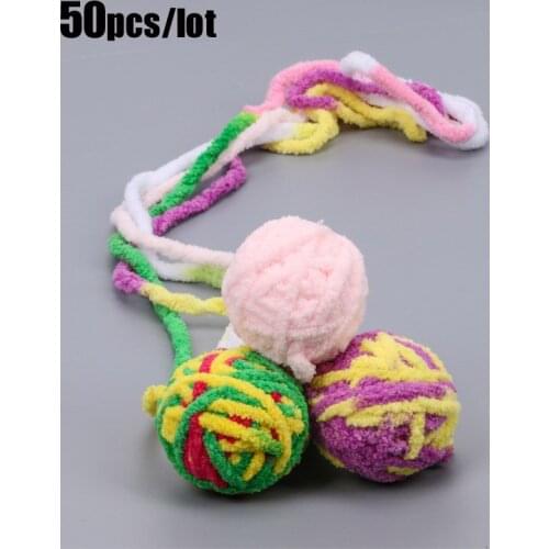 50Pcs New Pet Cat Ball Toys Cat Puppy Bite Rope Ball Colorful Pet Wool Exrecise Toy Dog Kitten Chew Playing Toys Free Shipping