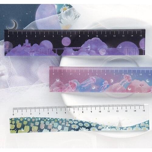 160*30mm Acrylic Ruler Fantasy Style Snow Sky Star Kawaii Stationery Drawing Straight Rulers for Office School Stationery
