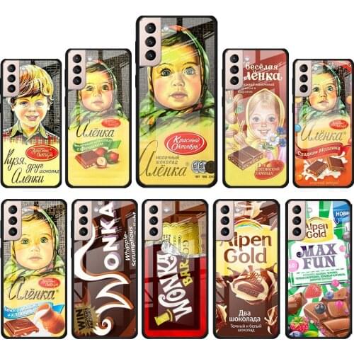 Alenka bar wonka chocolate for Samsung Galaxy S21 Ultra Plus A72 A52 4G 5G M51 M31 M21 Luxury Tempered Glass Phone Case Cover