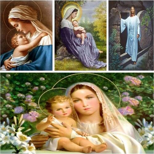New 5D Crystal Diamond Painting DIY Religious Madonna Round Diamond Embroidery Home Decoration Birthday Gift
