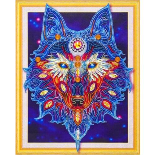 New 5D Diamond Painting Wolf DIY Crystal Diamond Mosaic Special Shaped Diamond Embroidery Rhinestone Decoration 40x50cm