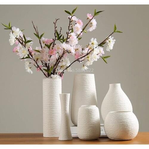 White Vase Ceramic Vase Home Decoration Accessories Dry Flower Modern Minimalist Literary Vases for Flowers