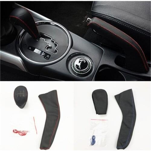 Car Gear Handbrake Genuine Leather Covers Case for Mitsubishi ASX Outlander Lancer Colt Eclipse Grandis FORTIS Zinger Mirage