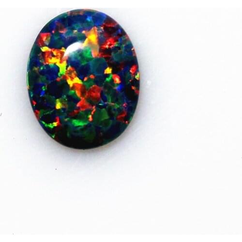 Black opal stone loose beads gemstones oval shape flat base cabochon created gemstone for jewelry making DIY precious stones