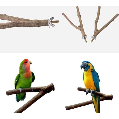 Parrot Raw Wood Fork Stand Rack Toy Hamster Branch Perches For Bird Cage