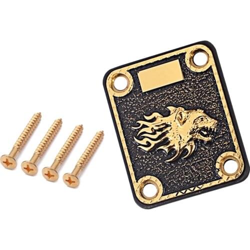 GV121 Zinc Alloy Square Guitar Neck Reinforcing Plate Neck Base Plate with 4 Screws For Fender Strat Tele TL SQ Electric Guitar