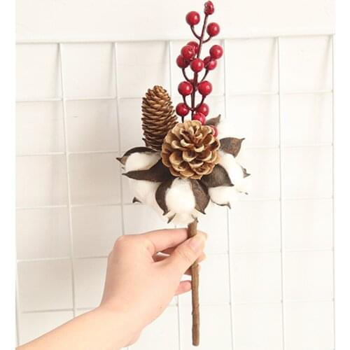 Artificial Branch Cotton Kapok Natural Dried Flower Wedding Decoration Home Party Festival Supplies DIY Wreath Fake Floral Gift