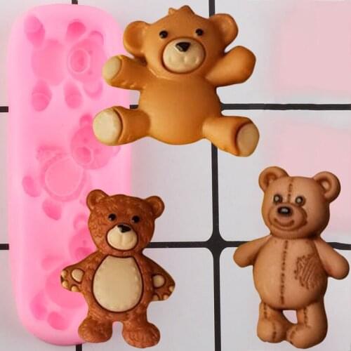 Bear Silicone Mold Baby Party Chocolate Fondant Molds Cake Decorating Tools Cupcake Topper Mould Candy Polymer Clay Moulds