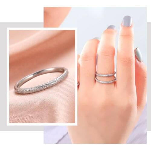 Teamer Matte Stainless Steel Minimalist Ring Women Men Simple Couple Finger Rings Engagement Anniversary Party Jewelry Gifts