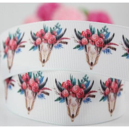 Cartoon Indian Bull Head printed grosgrain ribbon 16-75mm DIY handmade materials christmas wedding gift wrap tape ribbons