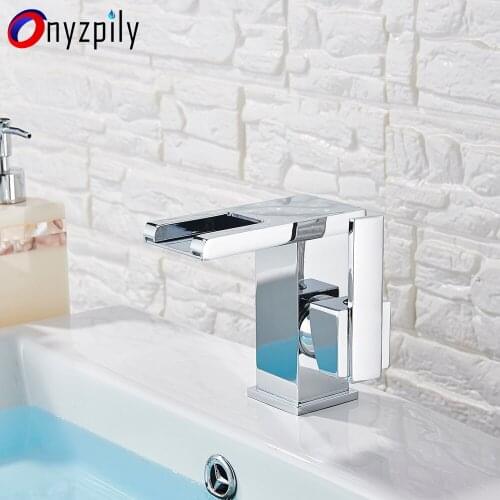 NEW LED Luminous Chrome Basin Faucet Copper Waterfall Temperature Control Discoloration Table Washbasin Bathroom Sink Mixer Tap