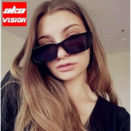 AKA VISION Rectangle Retro Sunglasses Women Vintage Glasses for Women/Men Luxury Brand Eyewear Women Small Oculos De Sol UV400