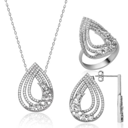 Original silver , White Stone Drop Set ,Most Special Jewelry Sets Suitable and Quality Products Types