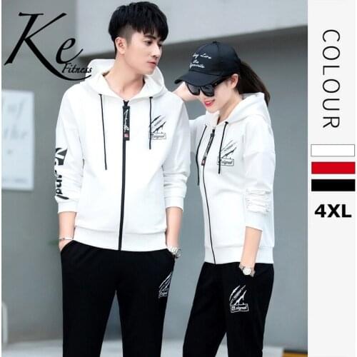 KE Couples sports suits mens spring and autumn sports suits cotton womens casual running clothes hooded sweater suits men