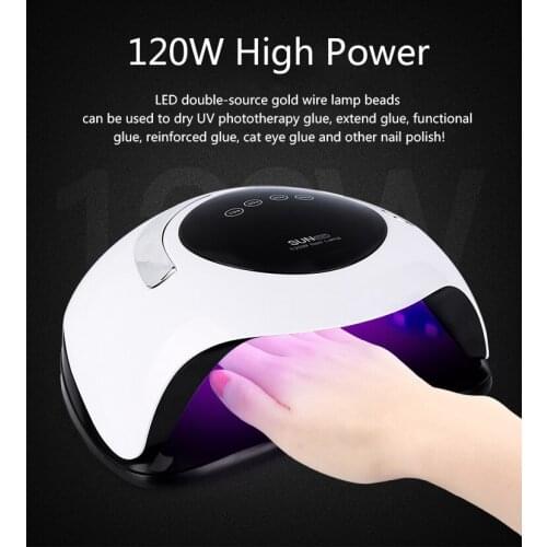 120W LED UV Nail Lamp for All Gels Polish for All Gels Fast Curing Nail Dryer High Power Auto Smart Timing Gel Light Nail